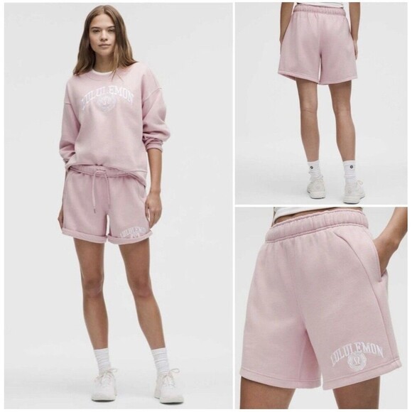 NWT Lululemon Scuba Mid-Rise Oversized Short 7" *Graphic Pink Haze Womens Small - Picture 1 of 9